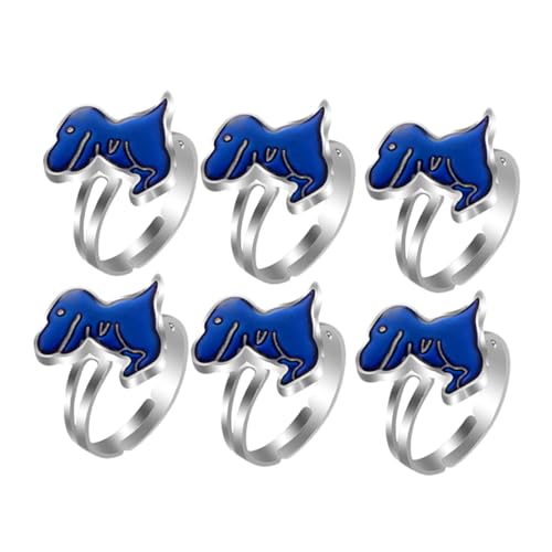 Healvian 6 Stück Verstellbare Stimmungsringe Dinosaurier Damen Farbwechsel Ring Emotion Temperatur Schmuck von Healvian