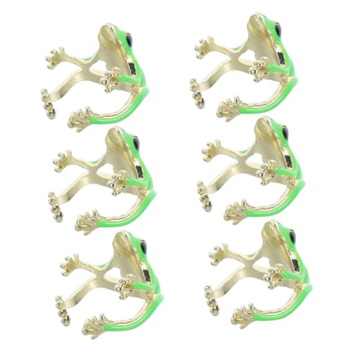 Healvian 6 Stück Verstellbarer Offener Froschring Teiliges Lustiger Tier Schmuck Grün für Damen Vintage Punk Style Einzigartige Accessoires für von Healvian