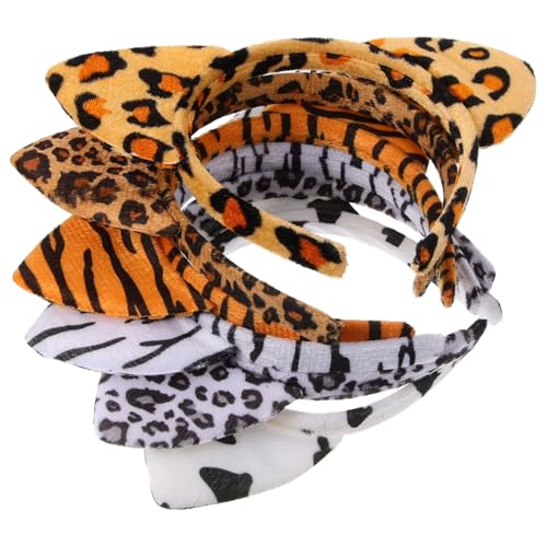 Healvian 6 x Leopardenohren-Kostüm, Katzenohren-Haarbänder, Plüsch-Haar-Accessoire für Party, Stirnband von Healvian
