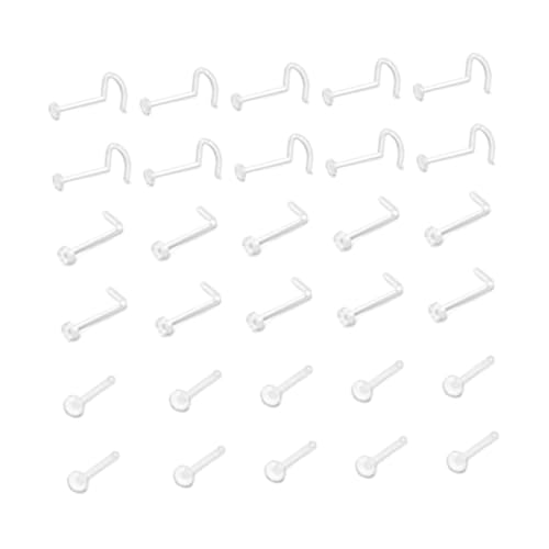 Healvian 60 Stück Teiliges Medizinisches Transparentes Nasenring S Gebogenem und Geradem Stab Unsichtbarer Hautfreundlicher Nasenpiercing Schmuck für Damen und Herren von Healvian