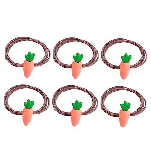 Healvian 6stücke Mädchen Karotte Haarringe Einfache Elastische Haarband Pferdeschwanzhalter Karottenhaarseil Kopfschmuck von Healvian