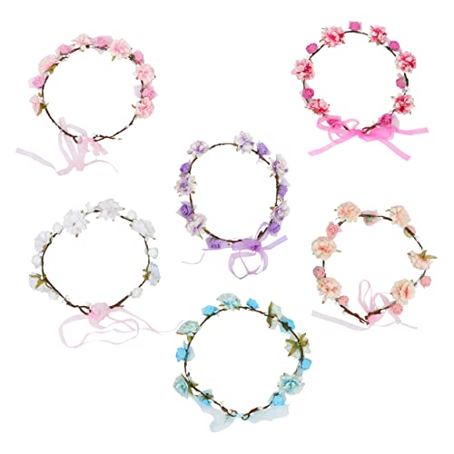 Healvian Blumen-stirnband Für Mädchen Haar-accessoires Feiertags-blumen-stirnband Haarband Für Frauen 6 Stück Gemischte Farben Blumen-kopfschmuck von Healvian