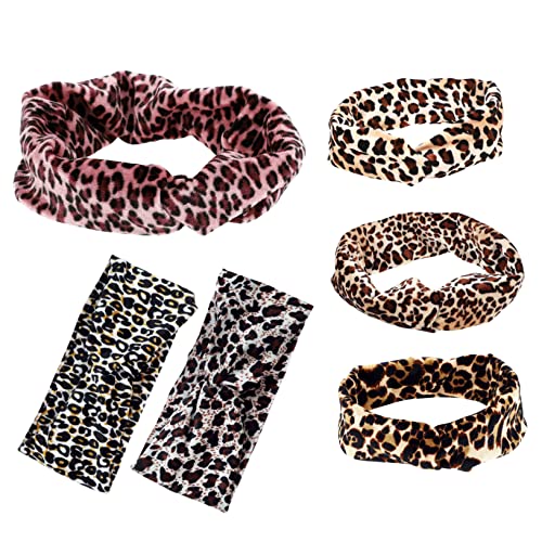 Healvian 6stücke Yoga Stirnband Für Damen Workout Stirnbänder Mit Leopardenmuster Haarband Schweißband Für Sportliche Damen Lauf Stirnband Atmungsaktiv Elastisch von Healvian