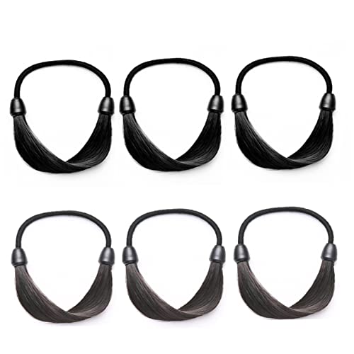 Healvian Haargummis Aus Leder 6er-pack Elastische Haarbänder für Frauen und Mädchen Pferdeschwanzhalter für Perücken Haar-accessoire von Healvian