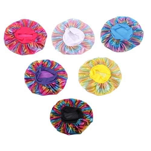 Healvian 6stücke Satin Schlafhaube Für Damen Teiliges Krempe Elastisch Und Atmungsaktiv Für Und Schutz Nacht von Healvian