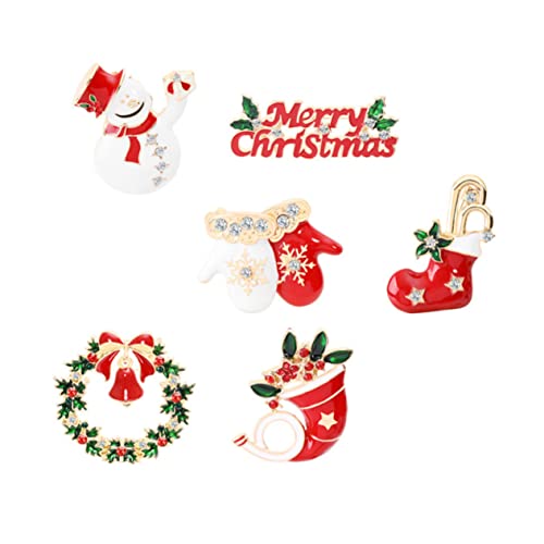 Healvian 6Stücke Weihnachts Cartoon Broschen Haarnadeln Zubehör Für Pullover Jacken Festliche Brust Pins Für Party Accessoires Für Weihnachten Winterfeiern von Healvian