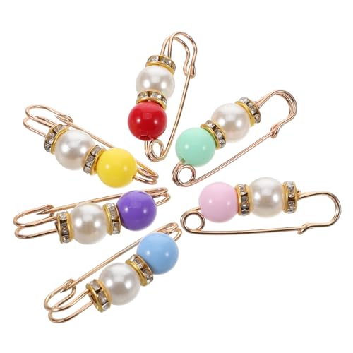 Healvian 6pcs Künstliche Perle Brosche Stift Für Pullover -schalklammern Kleidung Straffheit Sicherheitsstifte Für Hosen Taille Straffheit Frauen Kleidung Dekoration von Healvian