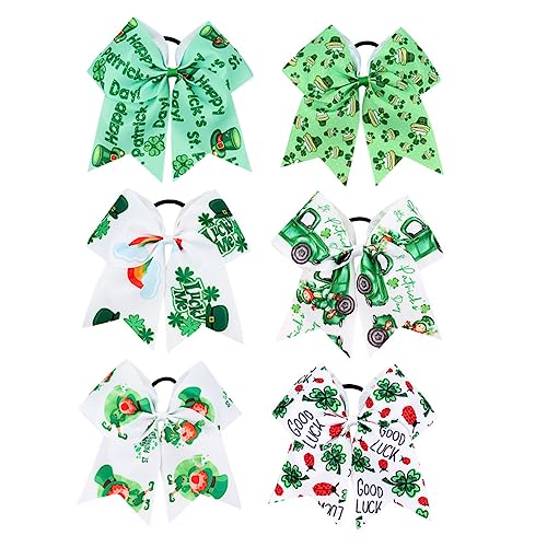 Healvian 6stücke Teiliges Mit Bunten Schleifen-haarbändern Für Mädchen Ponytail Für Patrick's Day Süßes Haaraccessoire Mit Verschiedenen Motiven Regenbogen Auto Hut Cartoon Kleeblatt von Healvian