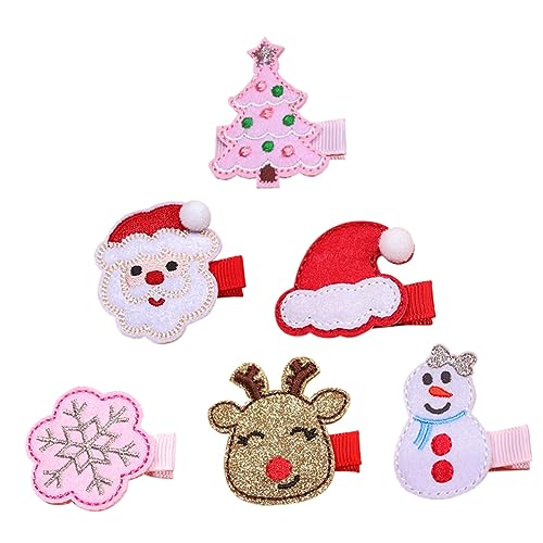 Healvian 6stücke Teiliges Weihnachts-haarclips Für Mädchen Niedliche Santa Schneeflocken Und Haaraccessoires Für Festliche Anlässe von Healvian