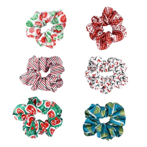 Healvian 6stücke Elastische Weihnachts-haargummis Für Frauen Bunte Scrunchies Haarbinder Mit Hochwertiger Elastizität Für Partys Hochzeiten Und Alltag von Healvian