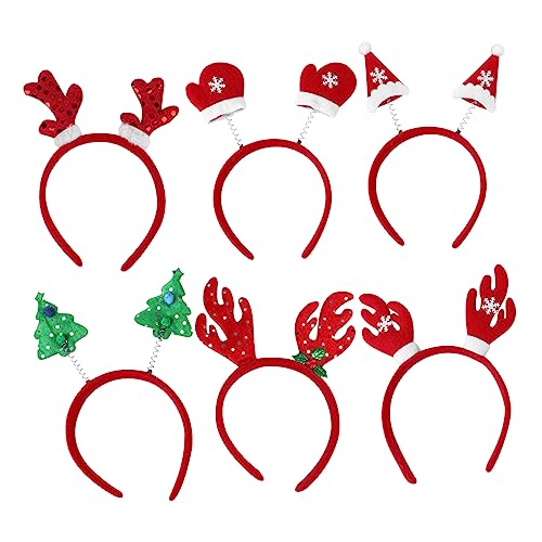 Healvian 6stücke Weihnachten Haarreifen Weihnachts-haarschmuck Verstellbarer Stirnband Für Erwachsene Weihnachts-kopfbedeckung Für Party Und Alltag von Healvian