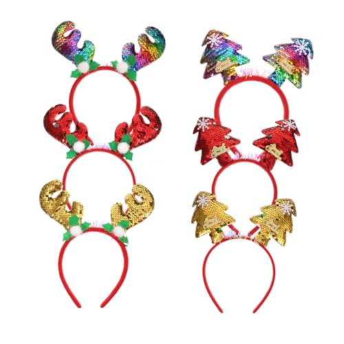 Healvian 6stücke Weihnachtsbaum Rentiergeweih Haarreifen Glitzernde Antler Haarbänder Für Fotobooth Kostümpartys Und Festliche Anlässe von Healvian