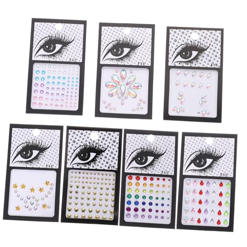 Healvian 7 Sätze Selbstklebende Edelstein-aufkleber Make-up-strasssteine ​​für Die Augen Gesicht Edelsteine Make-up-strass-aufkleber Halloween-aufkleber Gesichtsschmuck Das Gesicht Acryl von Healvian