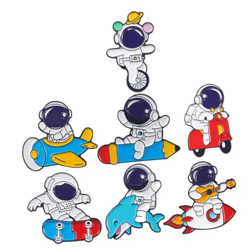Healvian 7 Stück Teiliges Astronauten Broschen aus Legierung Lebendige Weltraum Designs Modische Anstecknadeln für Kleidung Rucksäcke und Taschen Langlebig und Farbbeständig Vielseitig für von Healvian