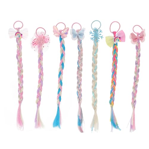 Healvian 7 Stück Teiliges Bunte Geflochtene Haarverlängerungen für Mädchen mit Gummibändern Modischer Haarschmuck zum Flechten Leichtes DIY Haarteil für Party und Alltag von Healvian