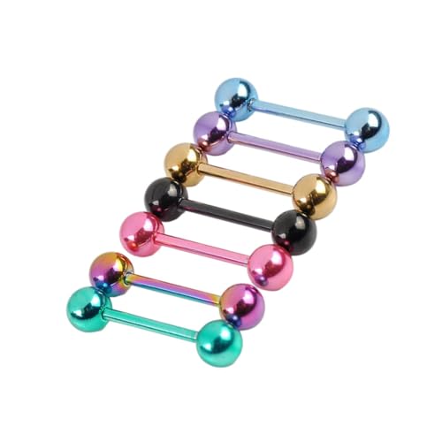 Healvian 7 Stück Teiliges Edelstahl Zungenpiercing Schmuck mit Doppelköpfiger Hantelförmiger Stange Korrosionsbeständig Hautfreundlich Geeignet für Tägliches Tragen und an Frauen von Healvian