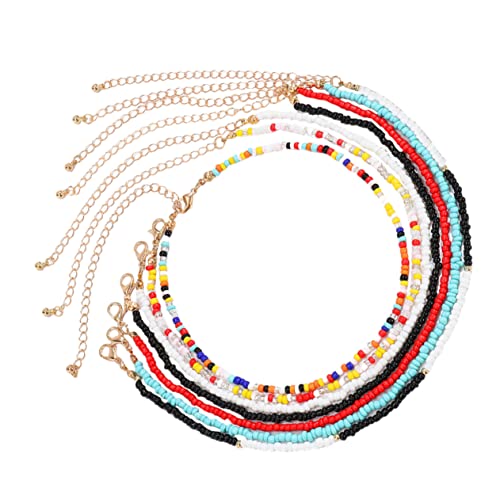 Healvian 7 Stücke Damen Halskette Reis Perlen Stilvolle Gemischte Farben Langlebiges Material Eleganter Halsschmuck für Mädchen für Alltag und Besondere Anlässe von Healvian