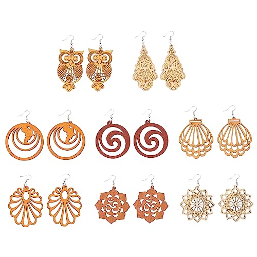 Healvian 8 Paare Holzohrringe im Boho Eardrops für Frauen Langlebig Leicht von Healvian