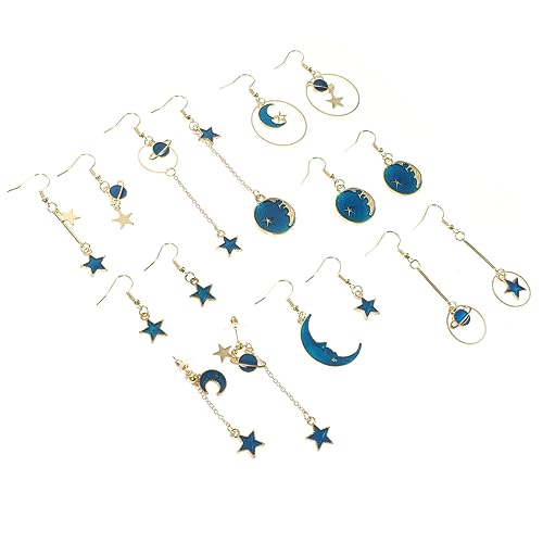 Healvian 8 Paare Ohrring -bolzen -set Im Meeresstil Planetenohrringe Statement-ohrringe Fallen Sternenschmuck Planet Ohrringe Für Frauen Ohrringe Ästhetisch Damenohrringe Zinklegierung Blau von Healvian