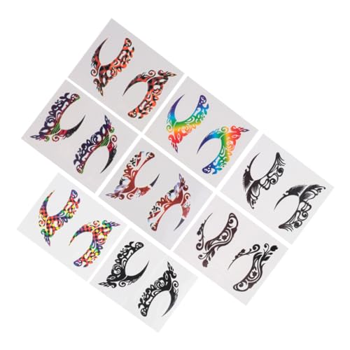 Healvian 8 Paare Temporäre Augen Make Up Tattoos Langlebige Eyeliner und Lidschatten Aufkleber Wasserfest Farbenfroh Geeignet für Erwachsene und Halloween Party Dekoration von Healvian