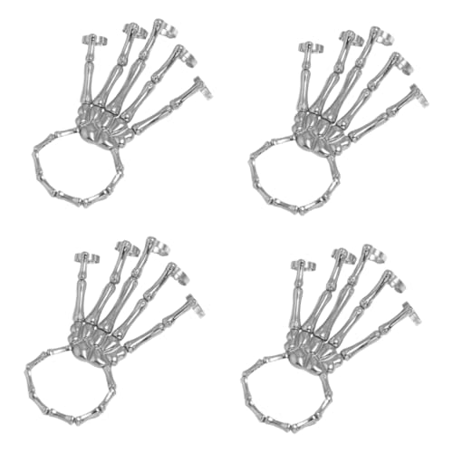 Healvian 8 Stck. Punk Handkettchen Metall mit Skelett Design Gothic Schmuck für Herren Damen Halloween Accessoire Verstellbar Leicht und für Kostüm und Alltag von Healvian