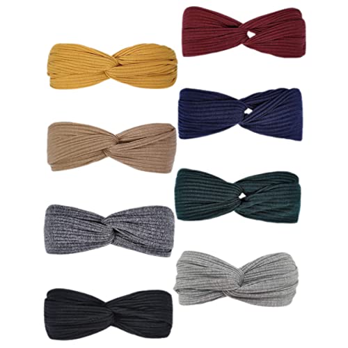 Healvian 8stücke Stirnband Sport Yoga Schweiß Turban Dehnbar Damen Atmungsaktiv Elastisch Haarfreundlich Laufen Fitness Workout von Healvian