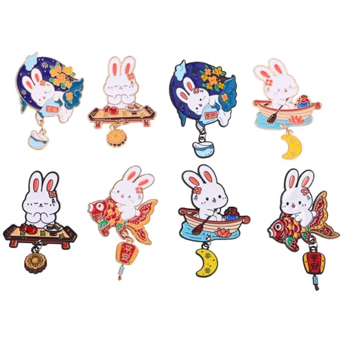 Healvian 8 Stück Kaninchen-Brosche, Kawaii-Kaninchen, süßes Tier-Reversabzeichen, Damen-Cartoon-Anstecker für Kleidung, Rucksack oder Mittherbstfest, Partytütenfüller Healvian 8 Stück Kaninchen-Brosche, Kawaii-Kaninchen, süßes Tier-Reversabzeichen, Damen-Cartoon-Anstecker für Kleidung, Rucksack oder Mittherbstfest, Partytütenfüller von Healvian