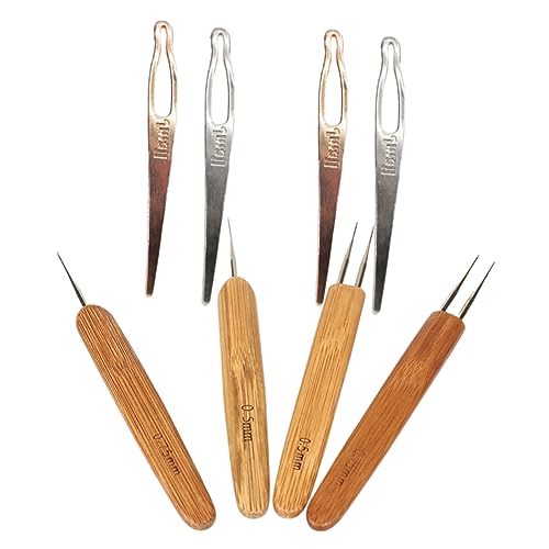 Healvian 8 Stück Strickwerkzeuge Dreadlocks stricken häkeln Haarhäkelnadel Haarringe Häkelnadeln Haare flechten haar dreadlocks haarverdicker Haarstricknadeln Dreadlocks häkeln Bambus von Healvian