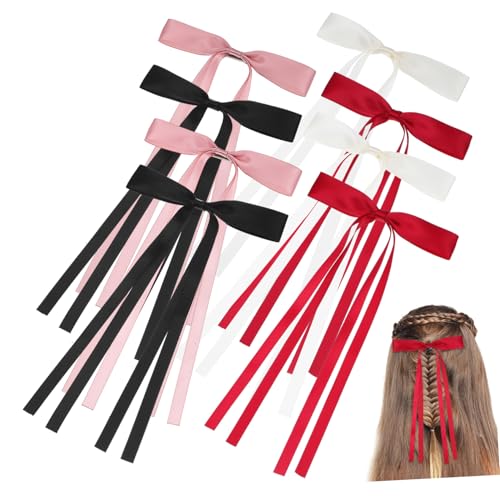 Healvian 8 Stück Teiliges Haarschleifen mit Clip Kleine Haarspangen in Weinrot Hautrosa Schwarz Vielseitig für Damen und Mädchen Stabil Komfortabel zur Haar und Taschen Dekoration Geeignet von Healvian