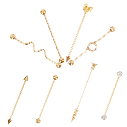 Healvian 8 Stück Teiliges Ohrpiercing aus Rostfreiem Metall Goldene Spitz Schrauben Designs Industrielle Barbell Ohrstecker für Damen und Herren Modischer Komfortabler Schmuck von Healvian