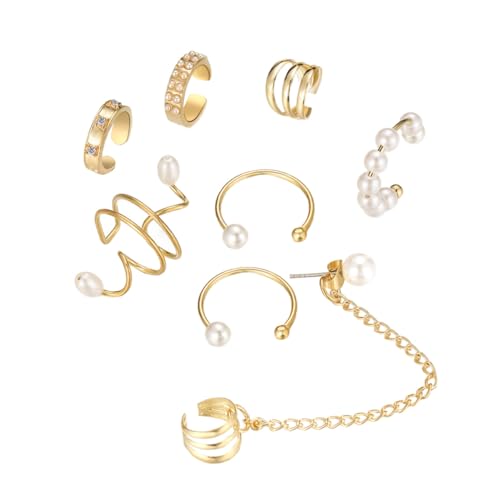Healvian 8 Stück Teiliges Perlen Ohrclips Piercing Leichte Ohrschmuck Manschetten für Damen und Herren Ear Cuff Ohrclips Wiederverwendbar und zu Tragen Healvian 8 Stück Teiliges Perlen Ohrclips Piercing Leichte Ohrschmuck Manschetten für Damen und Herren Ear Cuff Ohrclips Wiederverwendbar und zu Tragen von Healvian