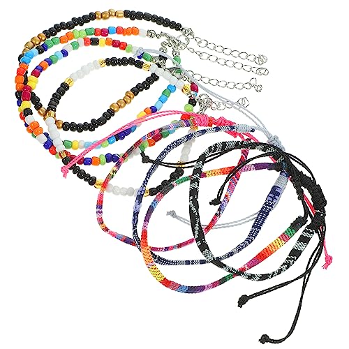 Healvian 8 Stück Teiliges Set Verstellbare Fußkettchen Damen Boho Stil Perlenarmbänder für Frauen Knöchelarmbänder für Teenager und Besondere Anlässe von Healvian