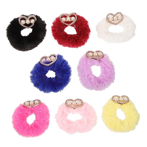 Healvian 8stücke Flauschige Haargummis Elastische Haarbänder Haaraccessoires Für Mädchen Frauen Plüschmaterial Haarzubehör von Healvian