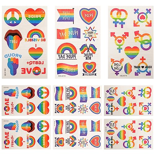 Healvian 9 Blätter Stolz Dekoration Set Temporäre Regenbogen Aufkleber für Körper Wange Arm Bein von Healvian