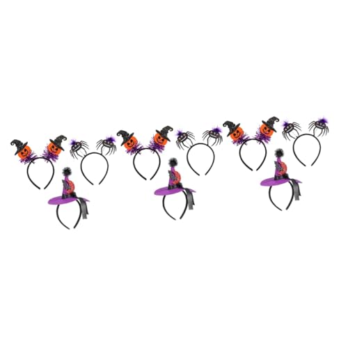 Healvian 9 Stück Halloween Haarschmuck Leichte und Bequeme Stirnbänder mit Spinnen Fledermaus und Kürbis für Damen und Mädchen für Karneval und Kostümpartys von Healvian