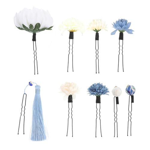 Healvian 9 Stück Kimono Kopfbedeckungen Haarstäbchen Haarstab Haarspangen Zöpfe Haarspange Schleife Haargummi Blumen Haarspangen Für Frauen Dutt Haarspange Dickes Haar von Healvian