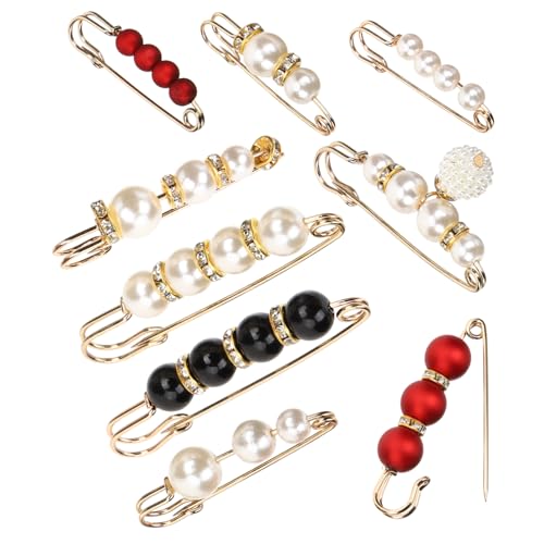 Healvian 9 Stück Teiliges Perlen Broschen für Damen Strickjackenclips und Schal Ring Clips Stilvolle Schmuck Clips zur Kleidungssicherung Leicht und Langlebig für Pullover Schals Hüte und von Healvian