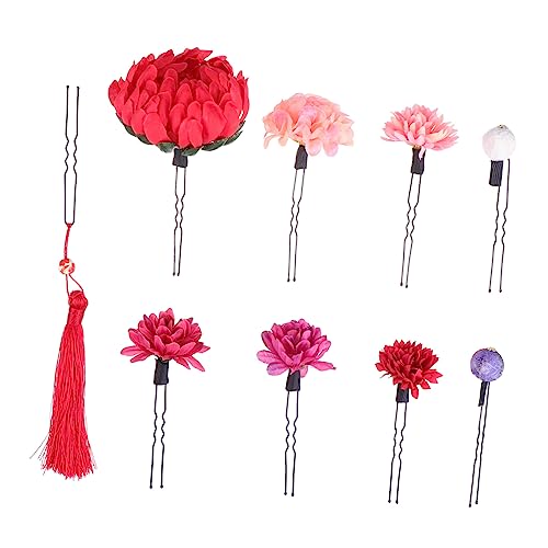 Healvian 9 Teiliges Kimono Kopfschmuck Set Haarschmuck Haar Accessoire Kimono Quaste Haarnadel Kimono Haarschmuck Japanische Haarspangen Haarklammern Damen Kimono Haarspange von Healvian