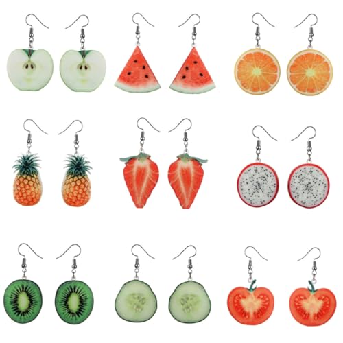 Healvian 9Paare Kreative Ohrringe Fruchtige Dangle Ohrringe Lustige Ohrhänger Für Damen Verschiedene Designs Für Sommerpartys Freizeitmode Healvian 9Paare Kreative Ohrringe Fruchtige Dangle Ohrringe Lustige Ohrhänger Für Damen Verschiedene Designs Für Sommerpartys Freizeitmode von Healvian