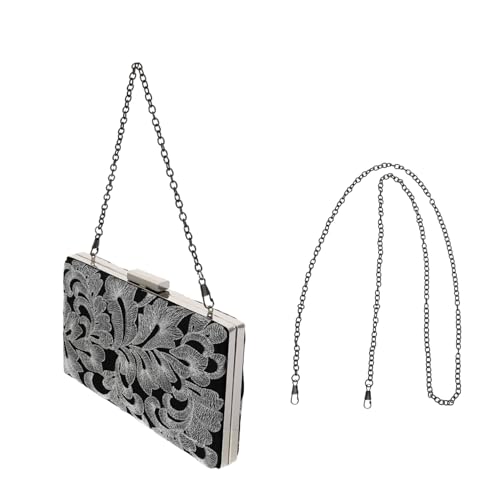 Healvian Abend Clutch Tasche Damen mit Besticktem Muster Silberne Kette Glatte Oberfläche Stoßfest und Langlebig für Hochzeit Cocktailparty und Formelle Anlässe von Healvian