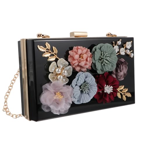 Healvian Abgerundete Blumen Abendtasche Damen Clutch Handtasche Kleine Quadratische Hochzeitstasche Elegant Praktisch für Party Bankett Alltag von Healvian