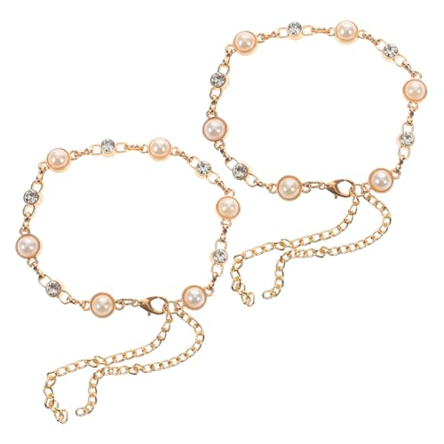 Healvian Abnehmbare High Heels Schuhriemen mit Perlen und Strass Elastische Knöchelriemen für Damen Modische und Langlebige Absatzschmuckbänder Einfache für Partys und Hochzeiten von Healvian