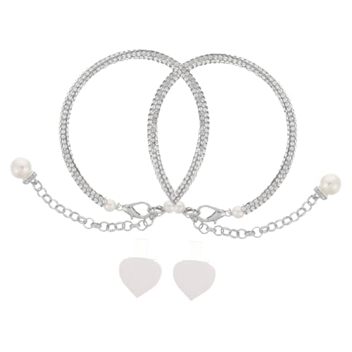 Healvian Abnehmbare Schuhriemen für High Heels mit Perlen und Strass Wiederverwendbare Fersenketten mit Einfachem Verschluss Verhindert Schuhe Rutschen Modisches Zubehör für Damen Pumps von Healvian