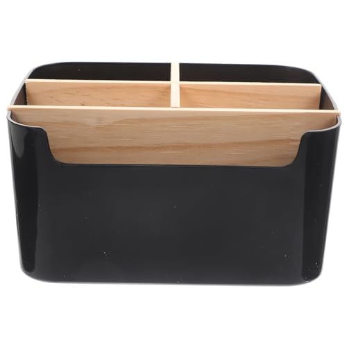 Healvian Abnehmbarer Bambus und Holz Make Up Organizer Quadratische Kosmetik Aufbewahrungsbox Praktischer Hautpflege Organizer für Schminktisch und Schreibtisch Schwarze Desktop Kosmetik von Healvian