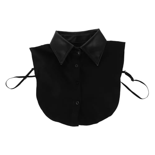 Healvian Abnehmbarer Damen Fake Kragen PU Schwarzer Hemdkragen Modischer Einsatz für Blusen Kleider Mäntel Weicher Warmer Kragen für Herbst und Winter von Healvian