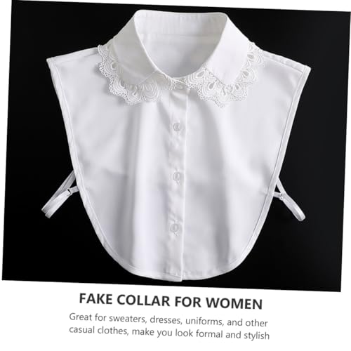 Healvian Abnehmbarer Falscher Kragen Damen Weiß Halbbluse Kragen aus Spitze mit Rüschendetail Atmungsaktiv Modischer Bubikragen für Party Alltag und Schule Bequem und Vielseitig für Frauen von Healvian