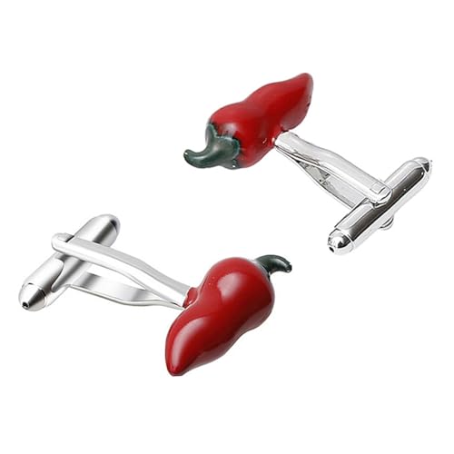 Healvian Adorable Manschettenknöpfe aus Kupfer mit Kreativem Chili Design Hemdsärmel Nägel für Damen und Herren Langlebig Elegant für Business Hochzeit und Besondere Anlässe von Healvian