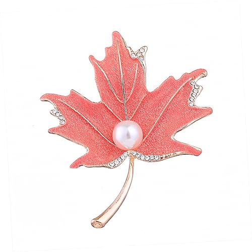 Healvian Ahornblatt Brosche mit Strass und Imitationsperlen Brustnadel Modisches Schmuckaccessoire für Frauen für Kleider Pullover und Schals von Healvian
