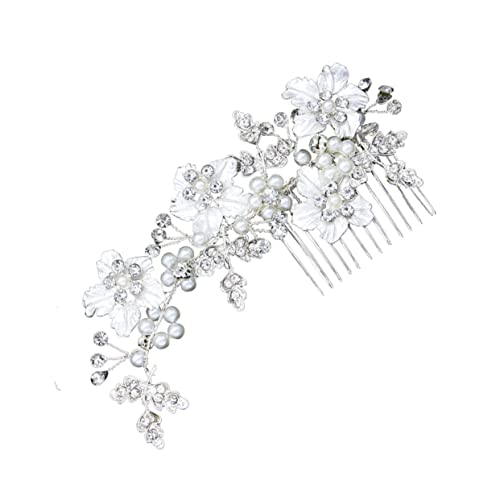 Healvian Alloy Haarkamm Für Hochzeiten Eleganter Brautschmuck Mit Perlen Und Kristallen Handgemachter Haarkamm Für Hochzeitsaccessoire Silber von Healvian