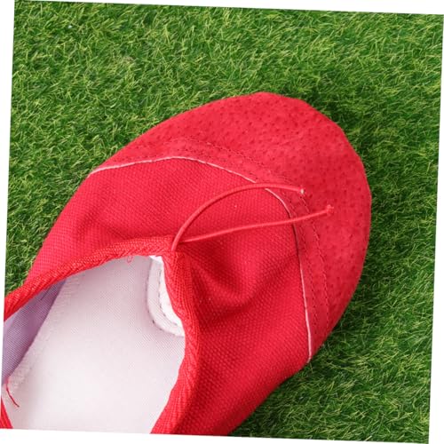 Healvian Anti rutsch Ballettschuhe mit Elastischem Band Leichte Tanzschläppchen mit Spezialsohle Flache Yoga Ballett Tanzschuhe für Erwachsene und Rot von Healvian
